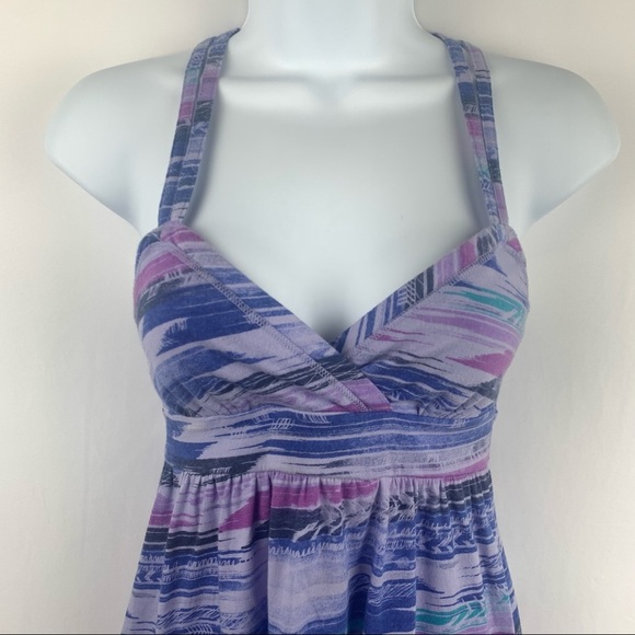 SO Purple Multicolor Denim Navy Spagetti Strap Tank Dress Criss Cross Back - Picture 4 of 14